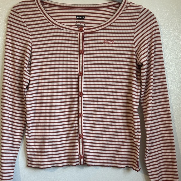 Levi's Tops - Levi's Red and White Striped Blouse
